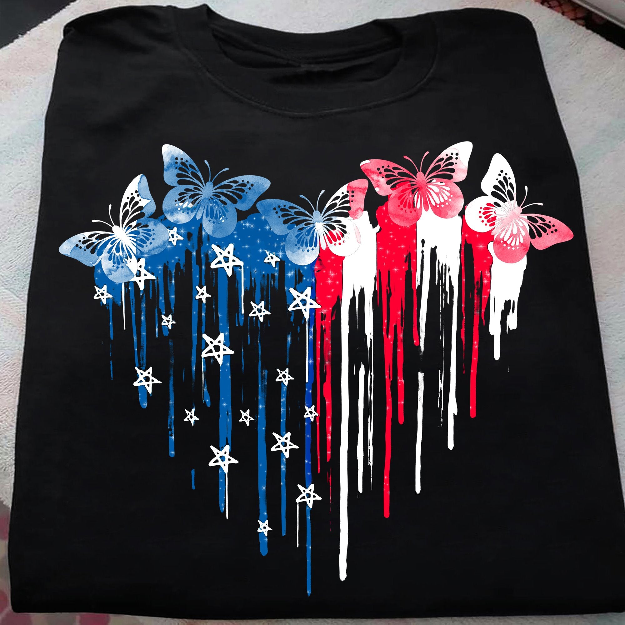 Butterfly Heart American Flag Gift Standard/Premium T-Shirt