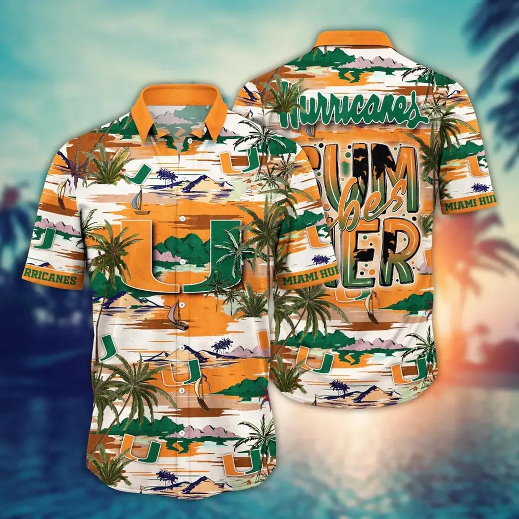 Miami Hurricanes Ncaa Flower Aloha Hawaiian Shirt 7, Ncaa Hawaiian Shirt
