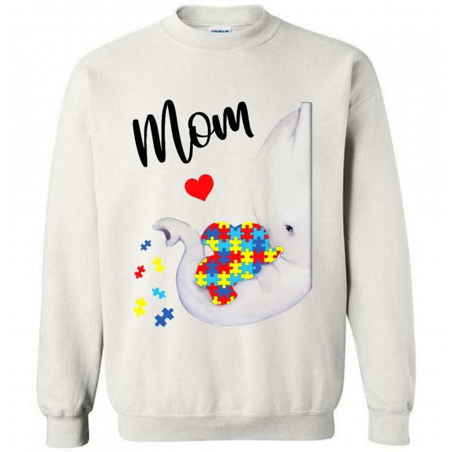 Autism Awareness Autism Elephant Mom (w) – Gildan Crewneck Sweatshirt