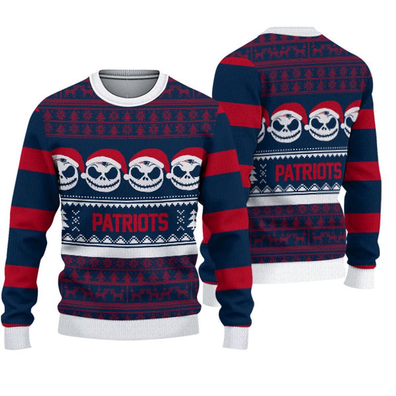 New England Patriots Crewneck Sweatshirt Jack Skellington