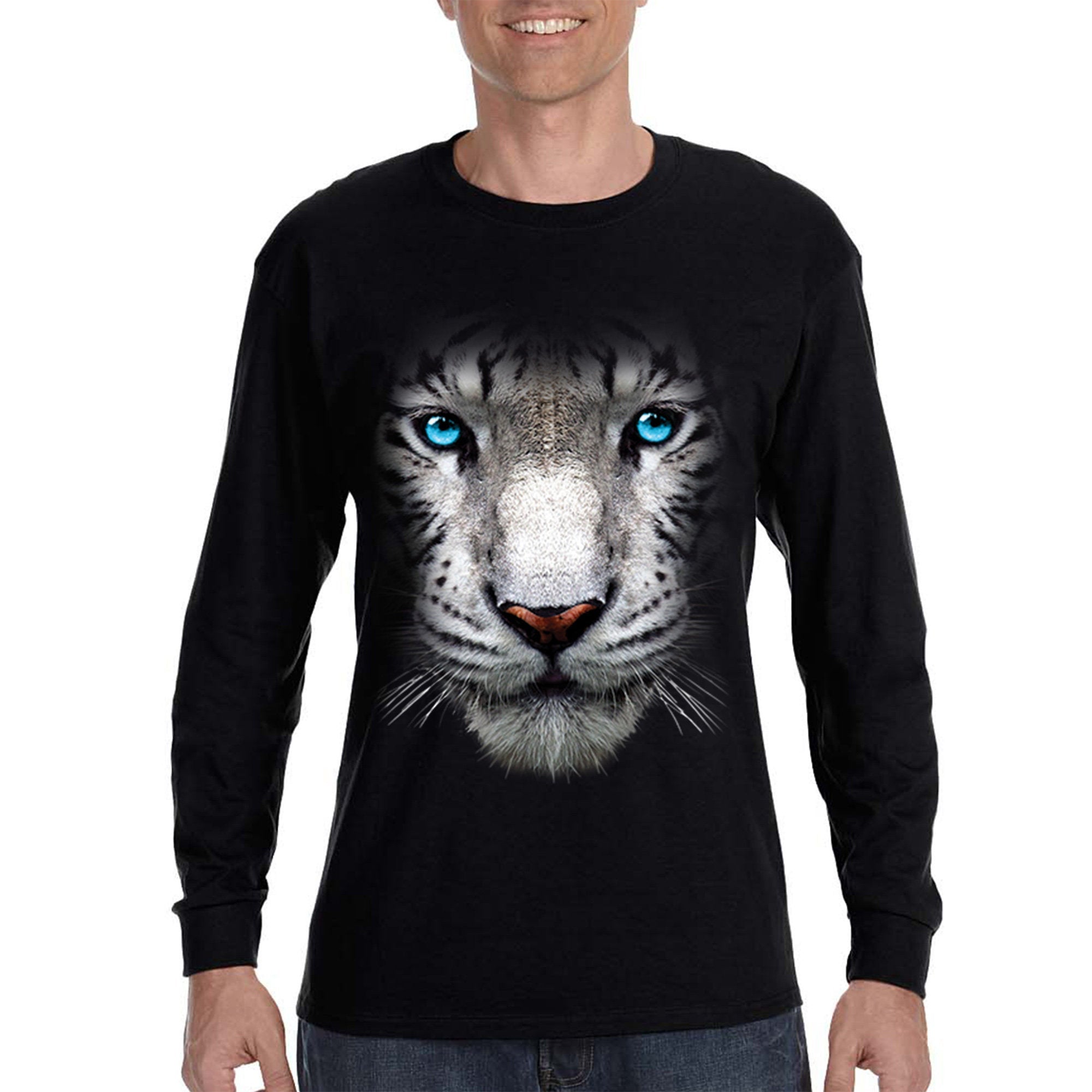 Xtrafly Apparel Men’S White Tiger Snow Cat Safari Lion Animal Long Sleeve T-Shirt