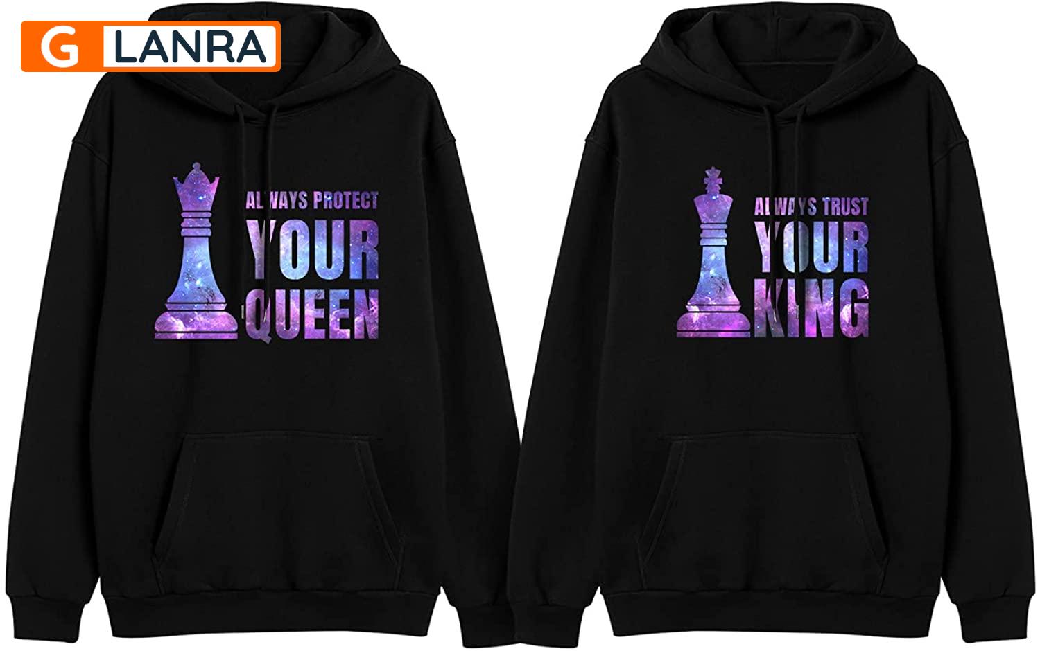 Always Protect Your Queen Always Trust Your King Hoodie, Galaxy Chess Couple Hoodie, Matching Couple Hoodie, Husband Wife Unisex Sweater, Sweatshirt