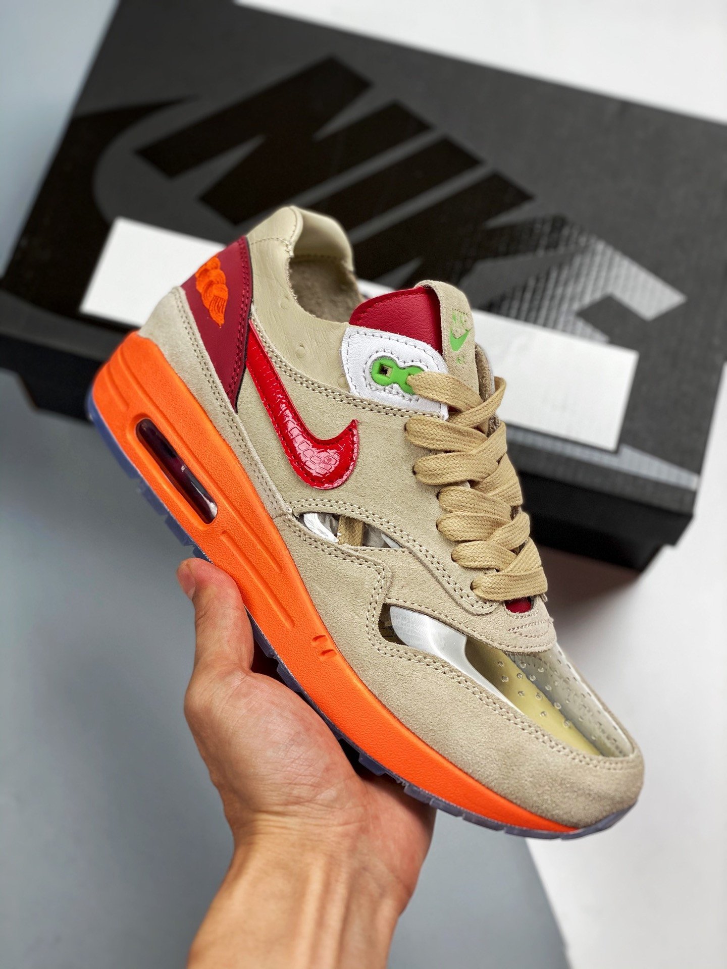 Clot x Nike Air Max 1 Kiss Of Death NetDeep Red-Orange Blaze 5341062