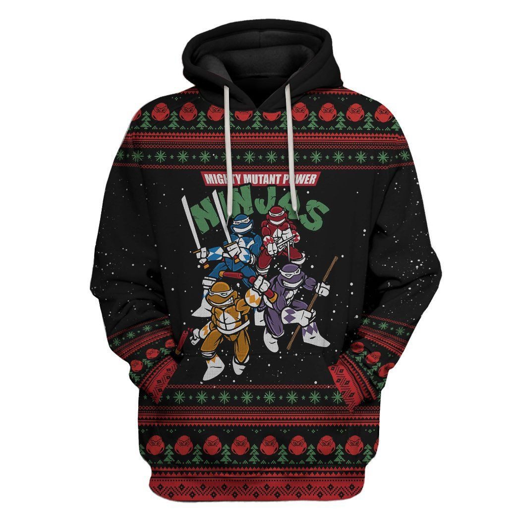 3D Mighty Mutant Power Ninjas Ugly Sweater Tshirt Hoodie Apparel