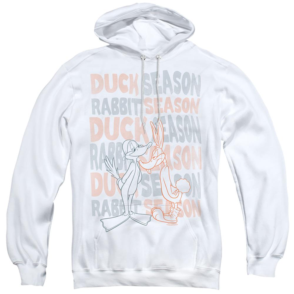 Looney Tunes Duck Season Rabbit Season Mens Hoodie White