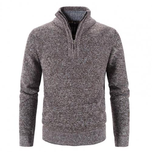 Solid Color Men Knitted Sweater Autumn Winter Knitwear Long Sleeve Turtleneck Zipper Neck Male Pullover Sweatshirt Outerwear alx