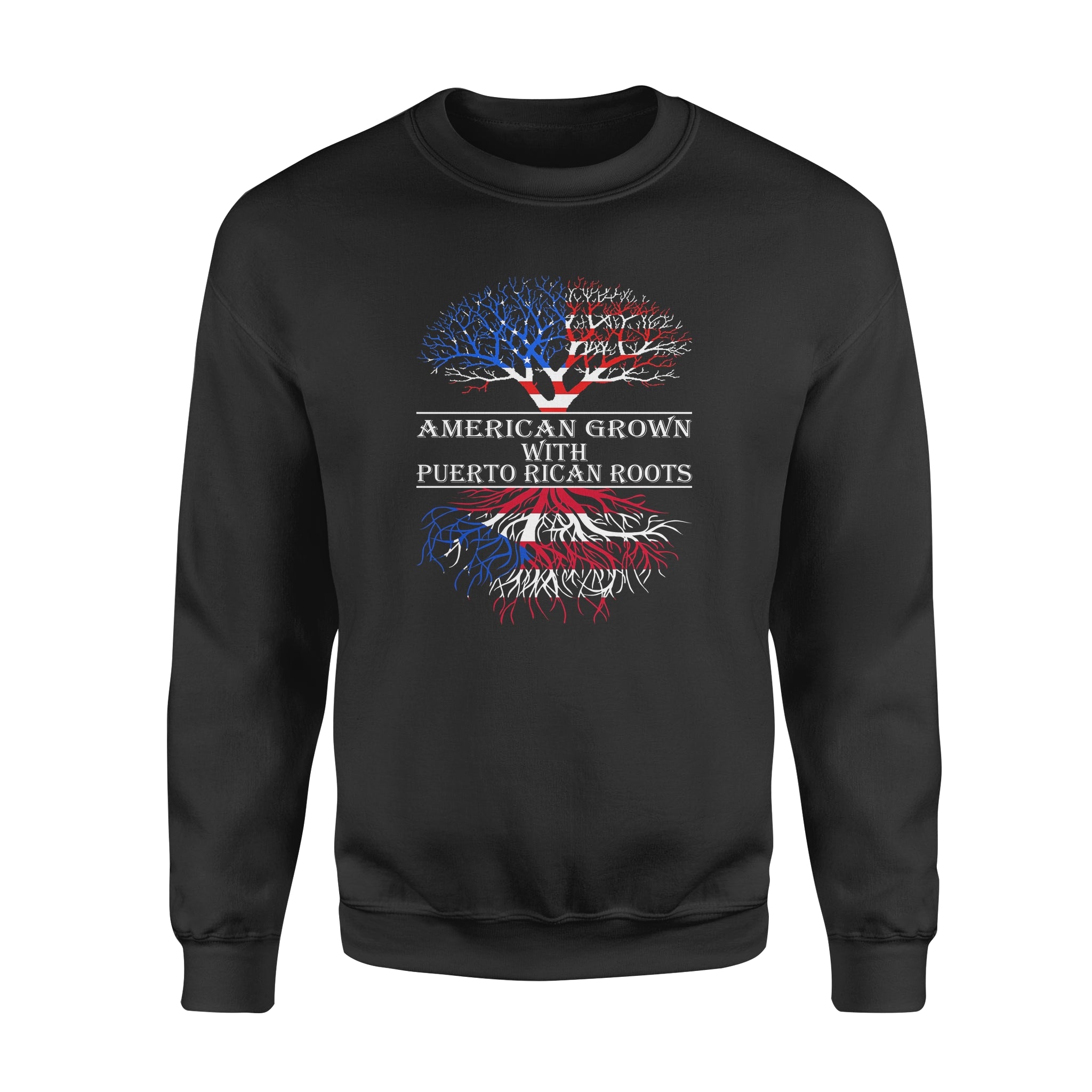 American Grown With Puerto Rican Roots Usa Flag 4th Of July Independence Day – Premium Crew Neck Sweatshirt