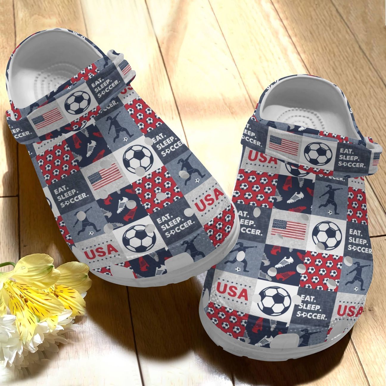 Soccer Personalize Clog, Custom Name, Text, Fashion Style For Women, Men, Kid, Print 3D Eat Sleep Soccer American