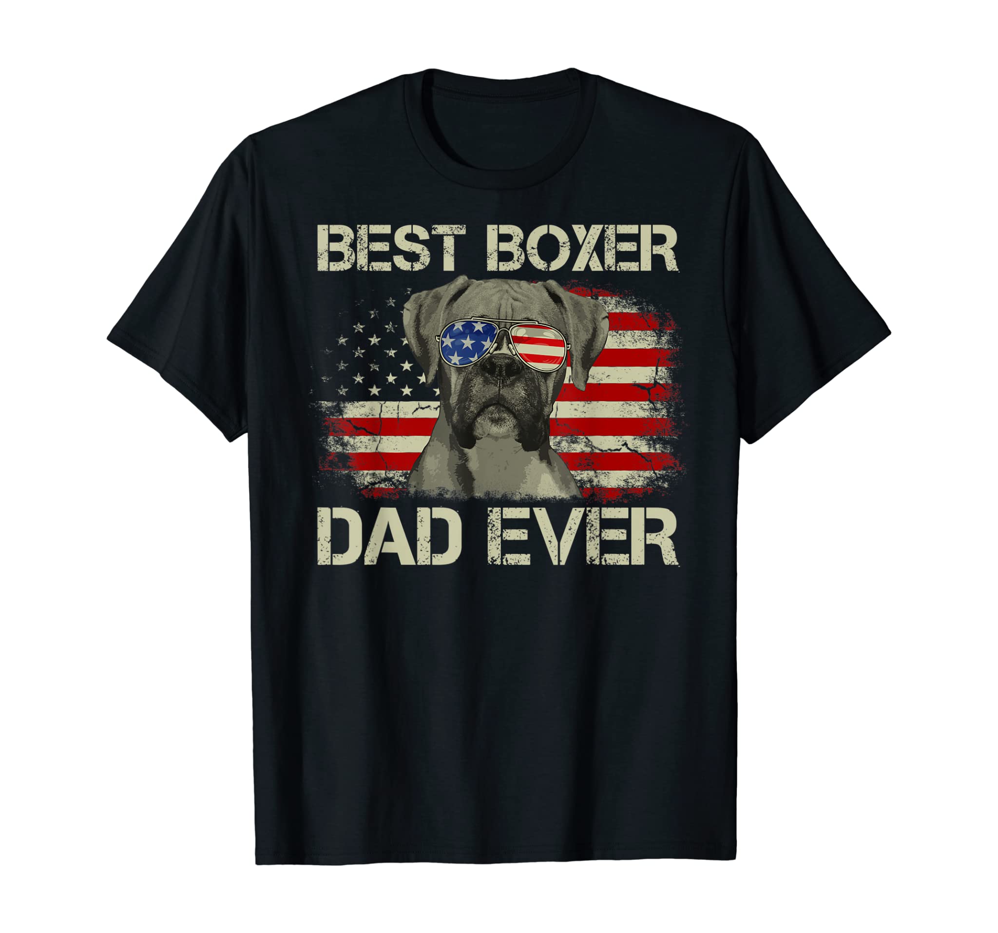 Mens Best Boxer Dad Ever Tshirt Dog Lover American Flag Gift