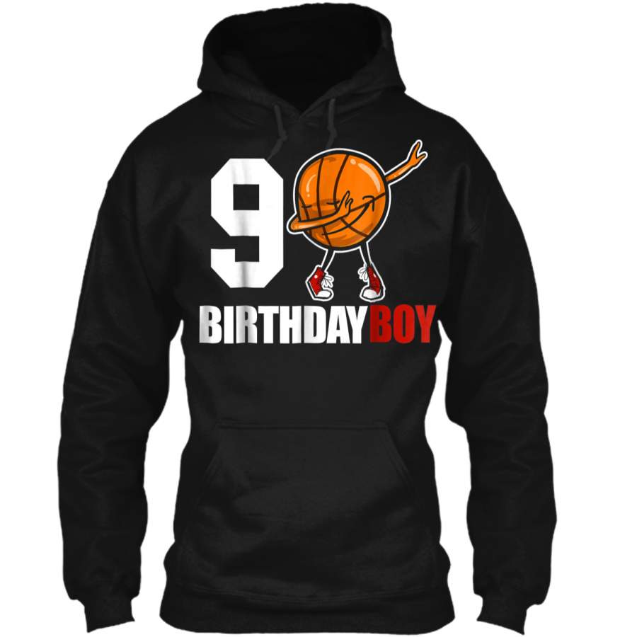 9 Year Old Birthday dabbing Basketball  9th Gift Tee Pullover Hoodie 8 oz