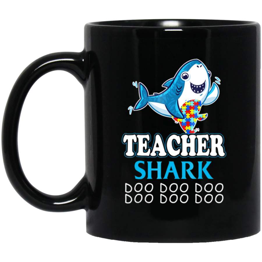 autism-teacher-shark-funny-proud-appreciation-day-gift-shirt 11oz 15oz Black Mug Idea 2nd April Puzzle Ribbon Support Autism Dad Mom Kids Autistic