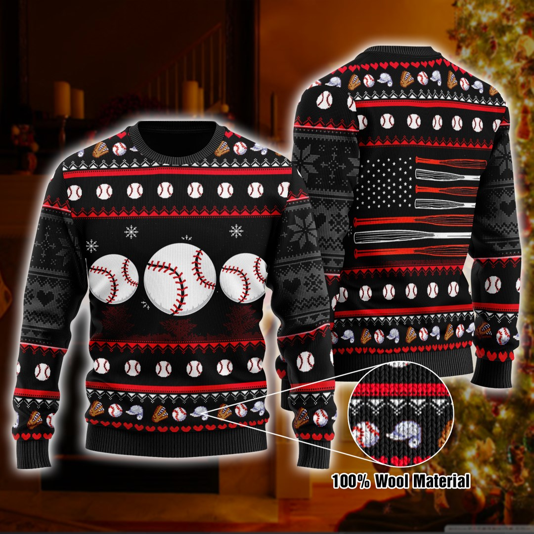 Baseball Balls Christmas Ugly Sweater | Unisex | Full Size | Adult | Colorful | US1951