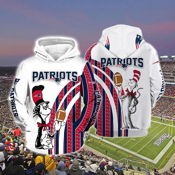 The Cat In The Hat New England Patriots 3D T Shirt Hoodie Sweater