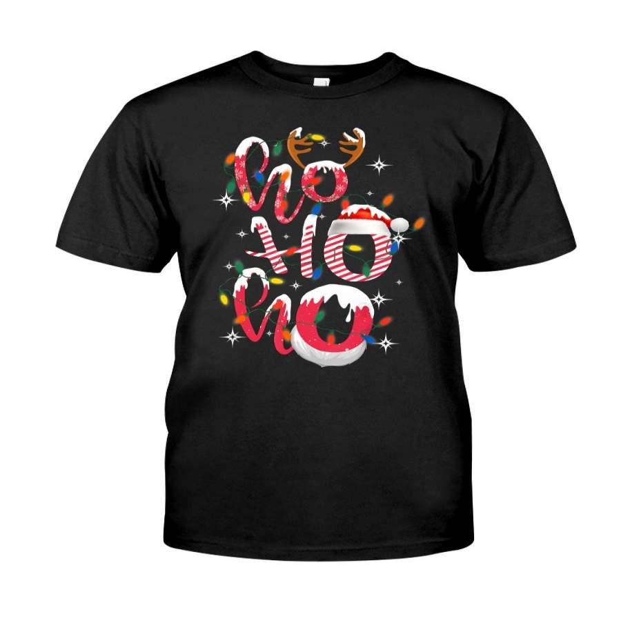 Ho-Ho-Ho Candy Christmas Lights Santa Hat Classic T-Shirt By Vevotee Store