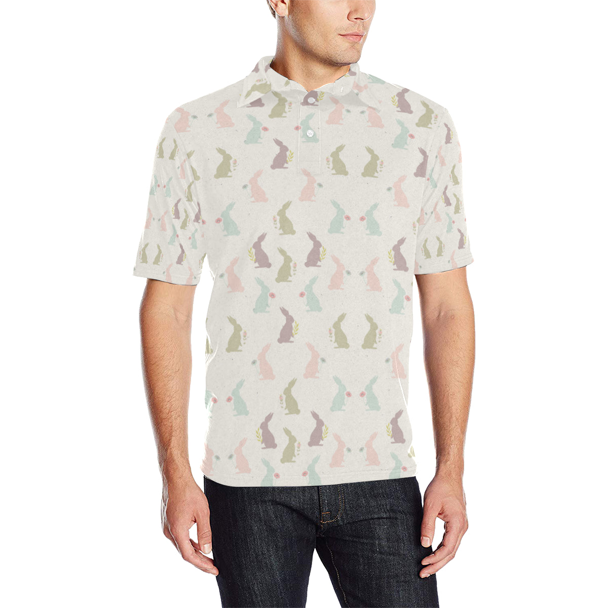 Bunny Pattern Print Design 05 Men Polo Shirt