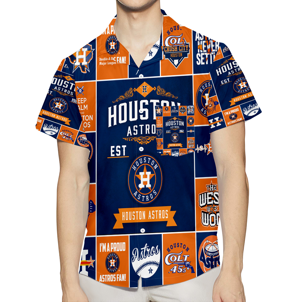 Houston Astros Emblem V10 3D All Over Print Summer Beach Hawaiian Shirt With Pocket