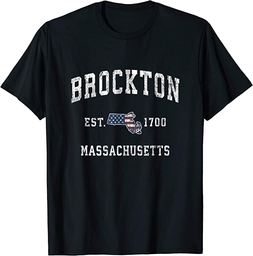 Brockton Massachusetts MA Vintage American Flag Design T-Shirt