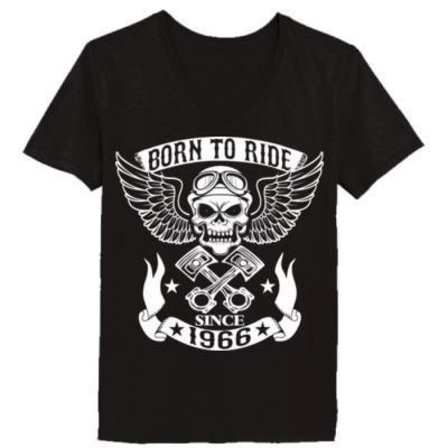 AGR Born To Ride Since 1966 – Ladies’ V-Neck T-Shirt