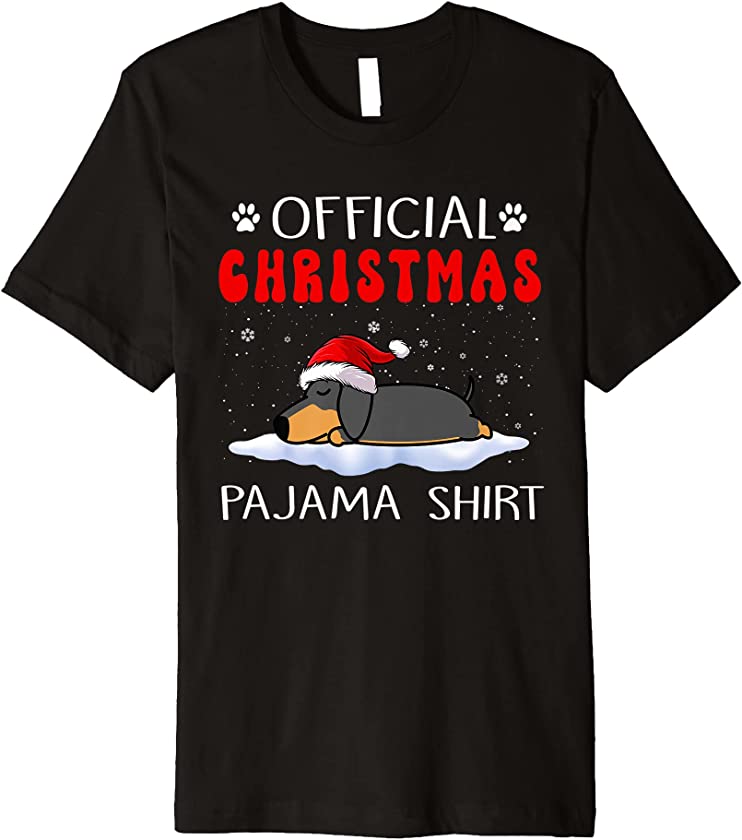 Dachshund Dog Official Christmas Pajama Puppy Funny Xmas Premium T-Shirt