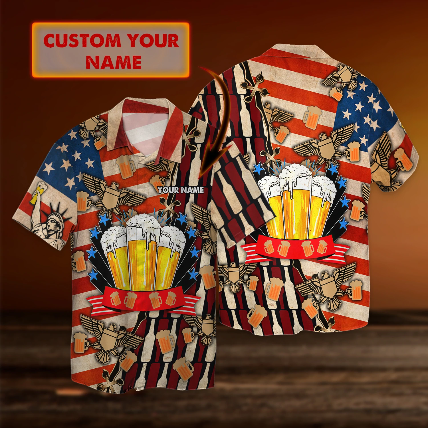 American Beer Hawaiian Shirts Custom Name Gift For Bear Lovers Ha34080