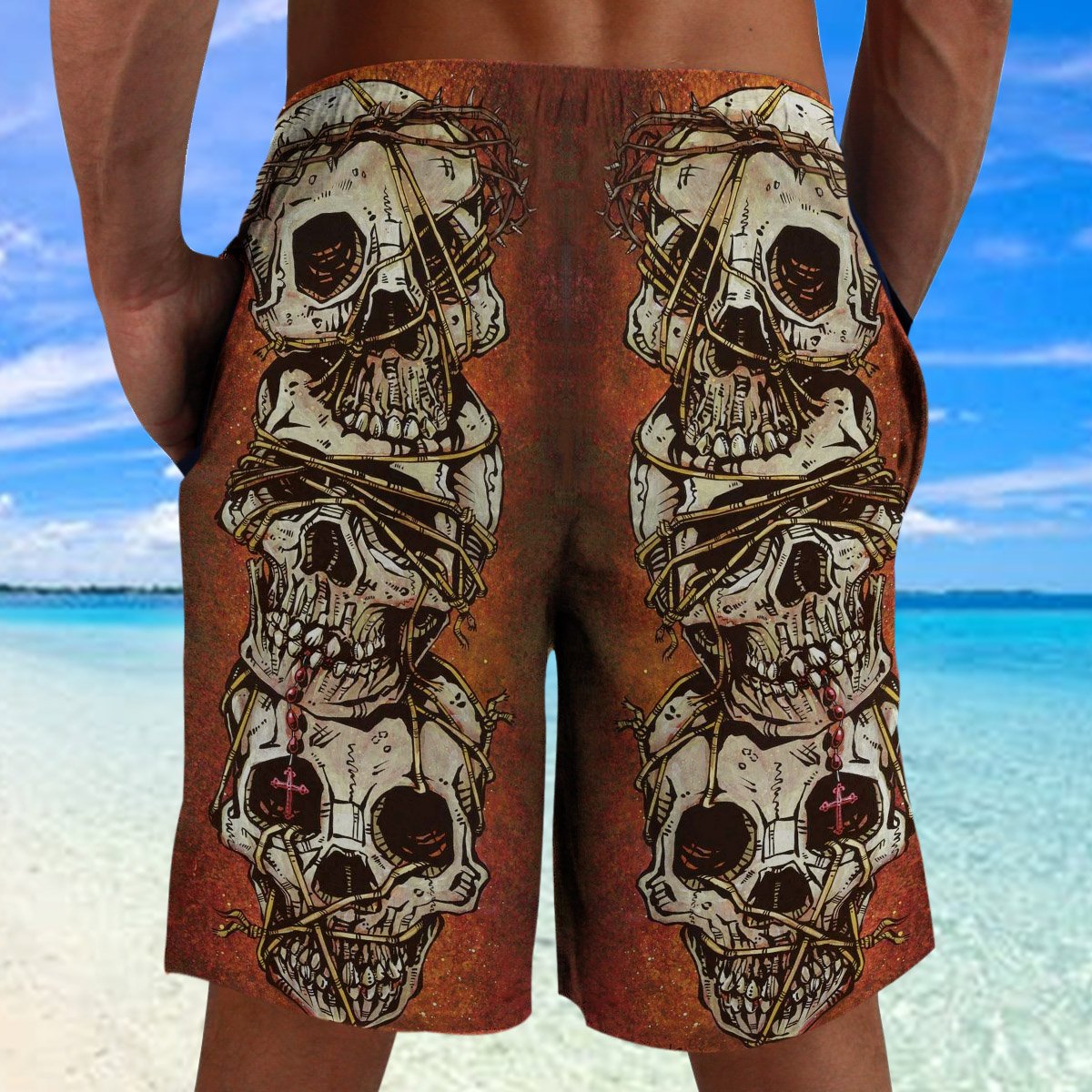 Skull 20 Hawaii Beach Shorts Colorful S Ha108486