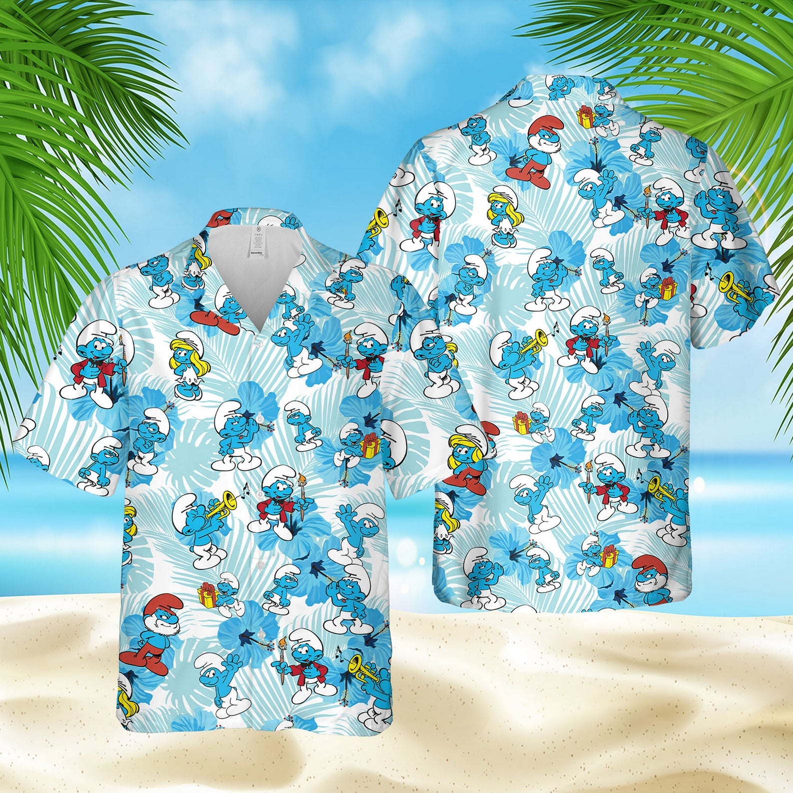 The Smurfs Hawaiian Aloha Shirt | Smurfette Hawaiian | Hawaiian Shirt For Women Men | Hawaiian Shirt Custom