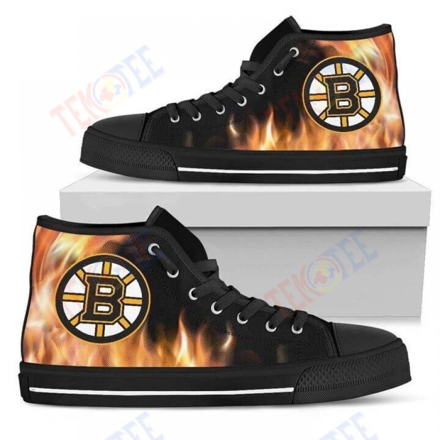 Mens Womens Fighting Like Fire Boston Bruins High Top Shoes TMT240