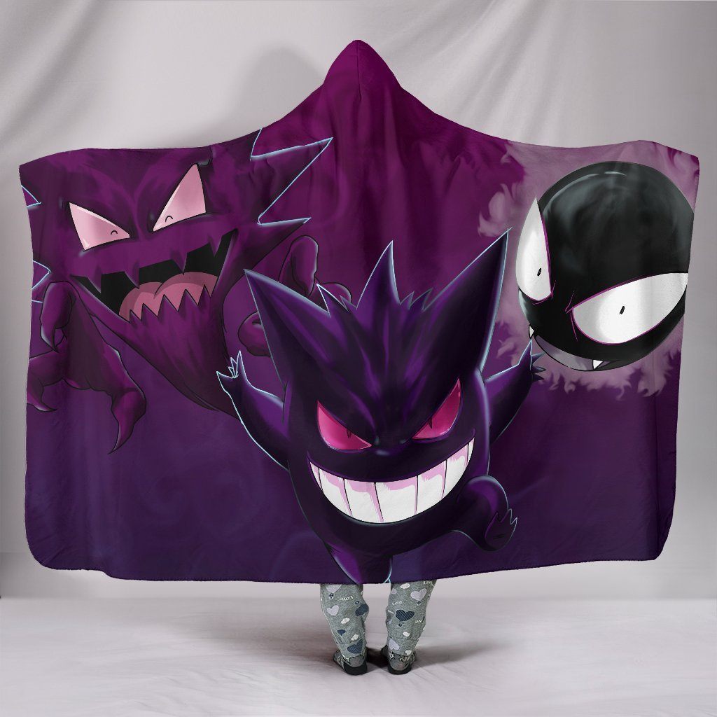 Pokemon Gastly Haunter And Gengar Hooded Blanket – Demon Black Blanket