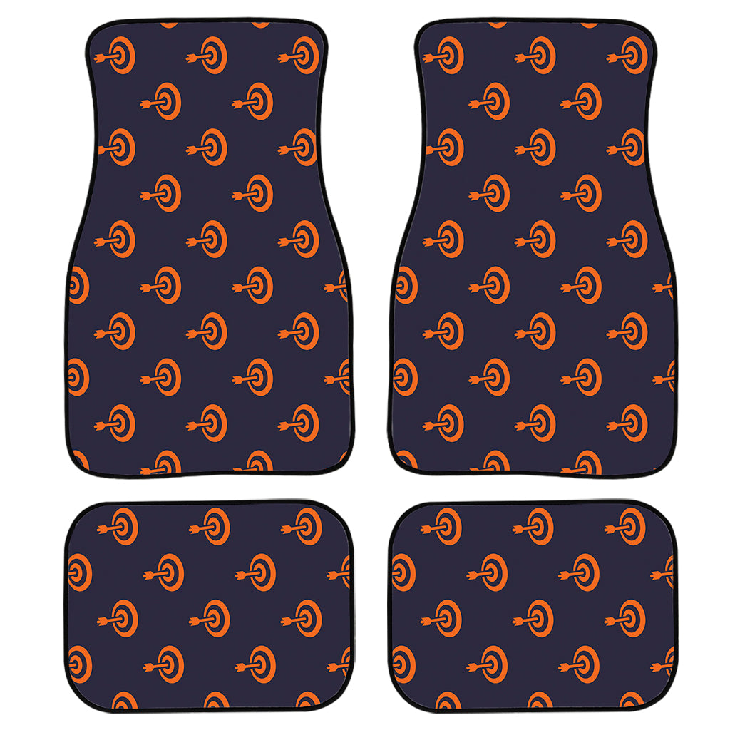 Orange Bullseye Target Pattern Print Front And Back Car Floor Mats, Front Car Mat