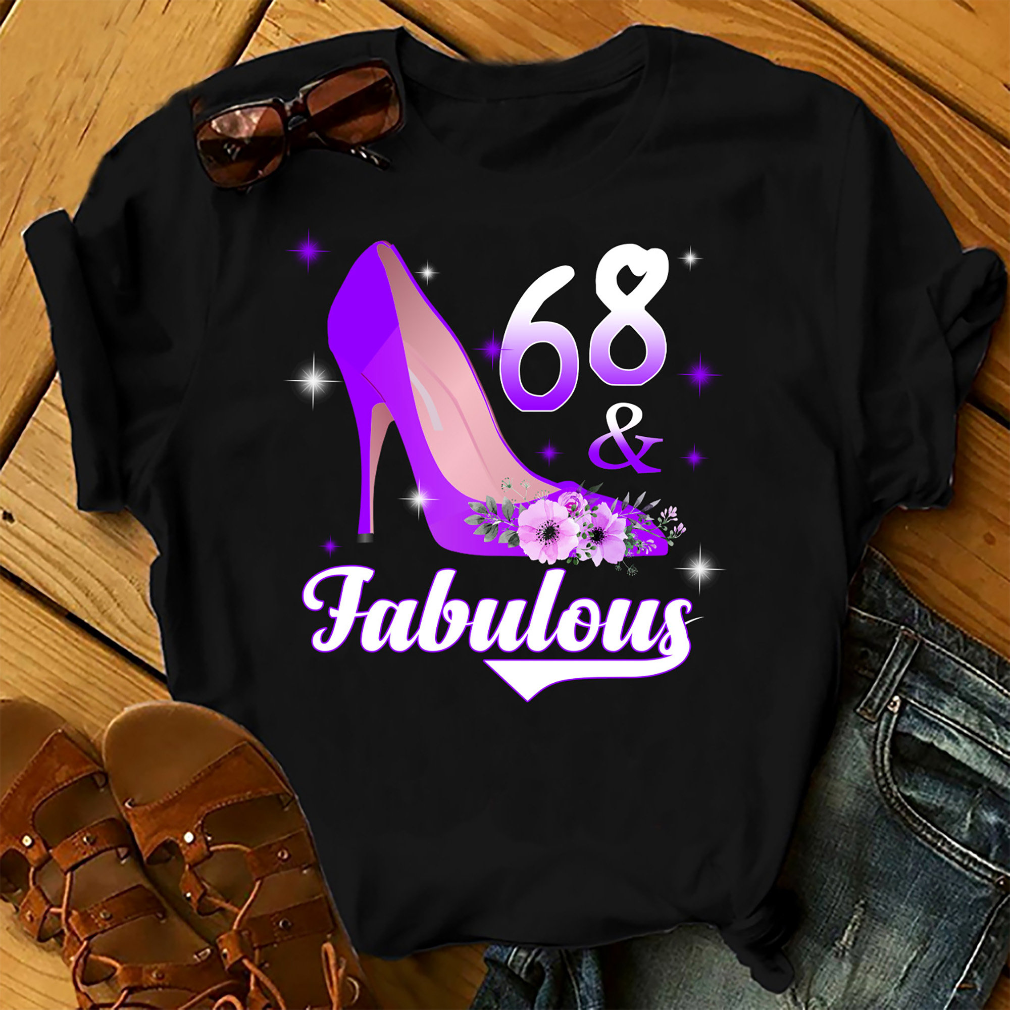 68 And Fabulous – Shirts Women, Birthday T Shirts, Summer Tops, Beach T Shirts