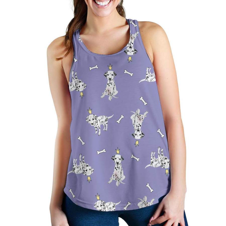 Puppy Dalmatian Dog Pattern Print Racerback Tank Tops