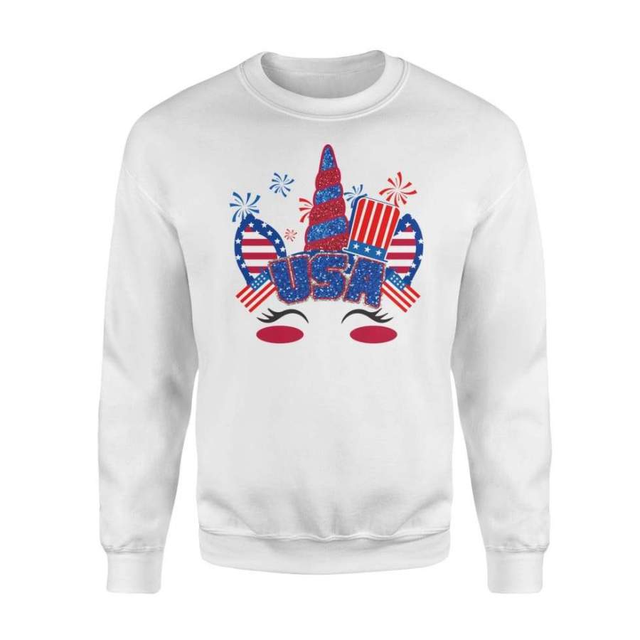 Unicorn USA American Flag 4th of July – Standard Fleece Sweatshirt