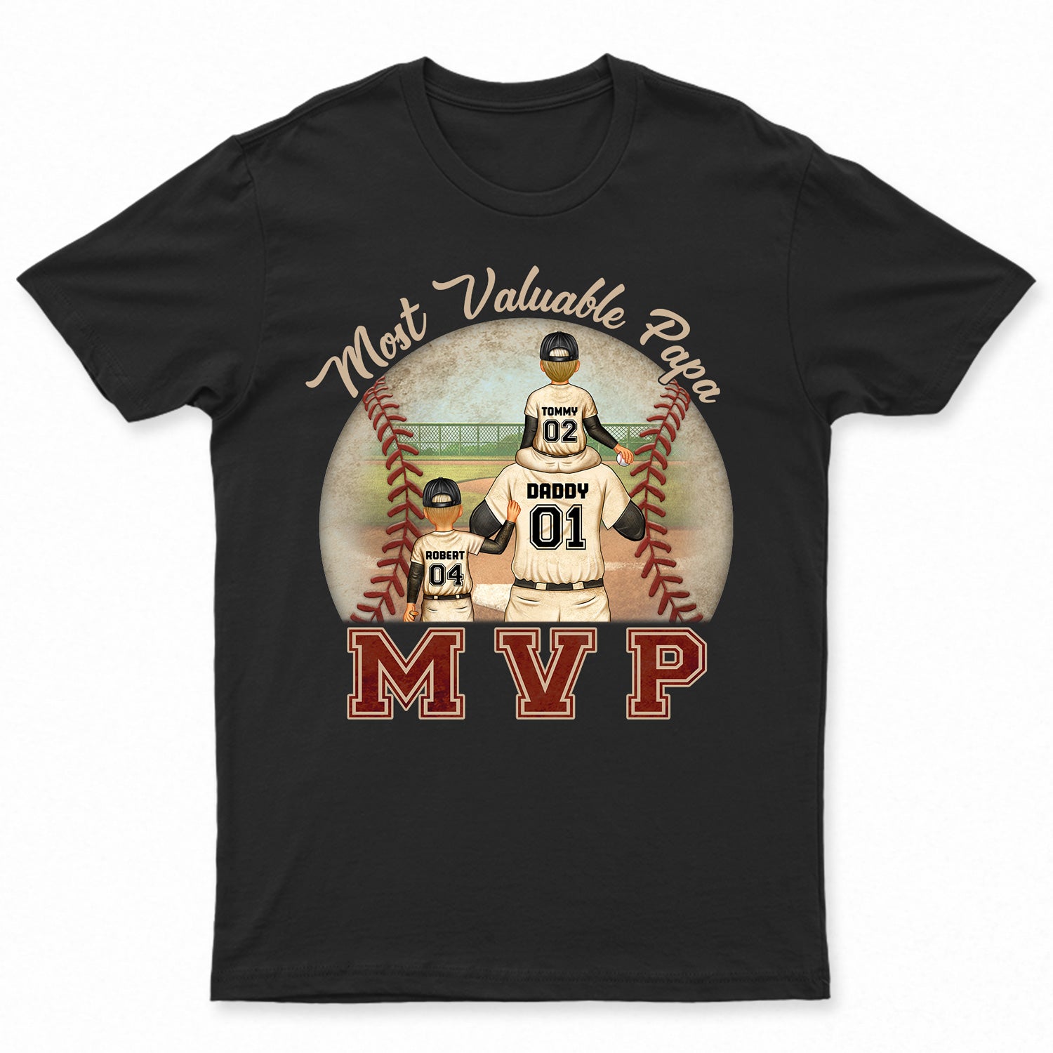 Mvp Most Valuable Papa – Gift For Dad, Father, Baseball, Softball Fans – Personalized Custom T Shirt