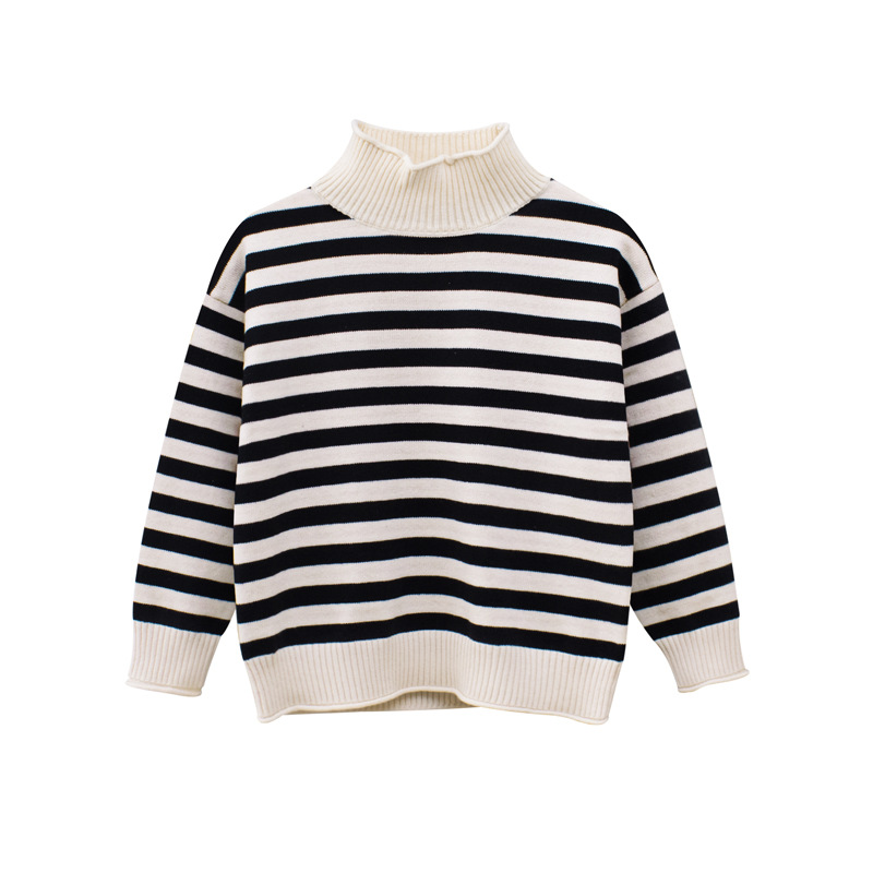 Children Sweater for Girls 2022 Spring Autumn Clothes 100% Cotton Striped Novelty Kid’s knit Sweater Casual Turtleneck Sweaters alx