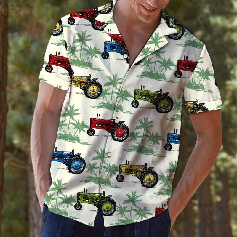 Tractor Green Palm Trees Hawaiian Shirt Ha31838