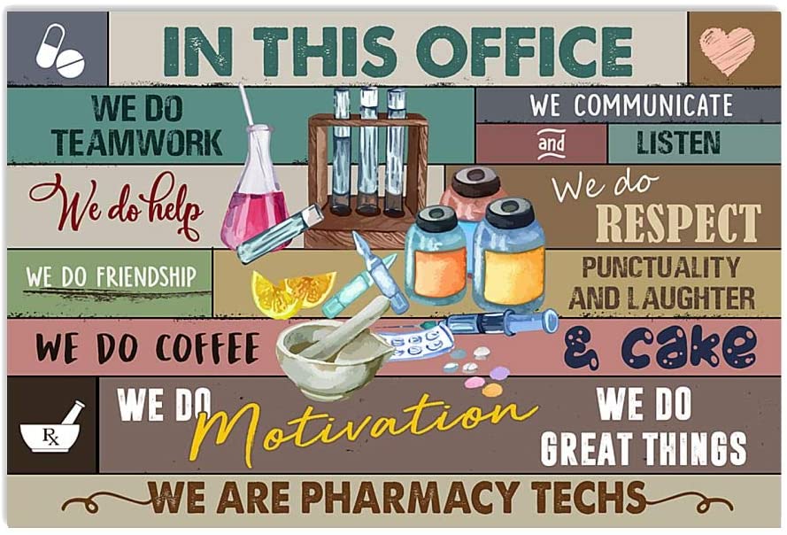 Vintage We Are Pharmacy Techs Do Great Things Do Help Respect Poster Art Print      Home Decor Gift For Men Women Family Friend On Birthday Xmas