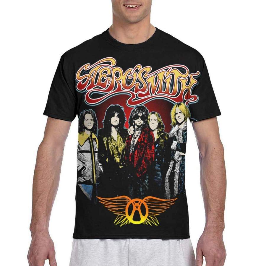 Aerosmith Shirt Mens 3D Printed Graphic T Shirt Fashion Tops Crew Neck Short Sleeve Tee