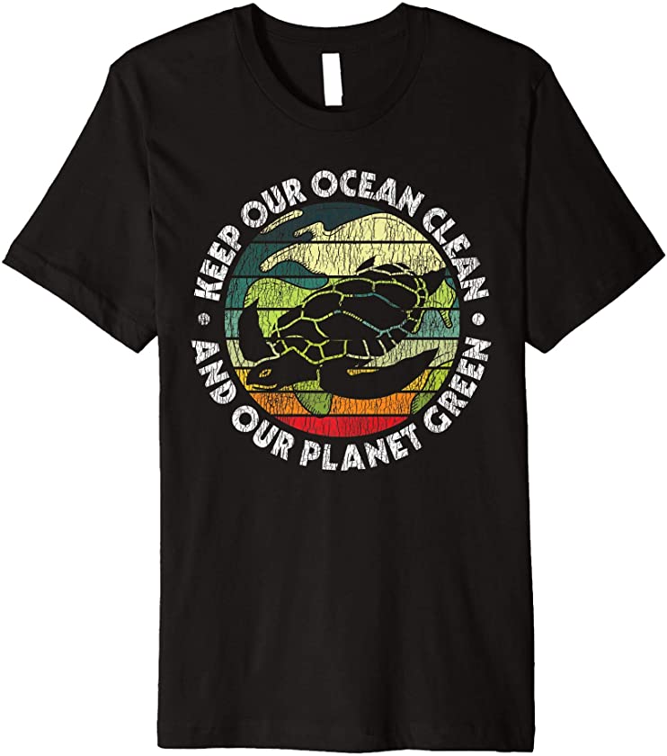 Retro Vintage Keep Our Ocean Clean Save Sea Animal Turtles Premium T-Shirt