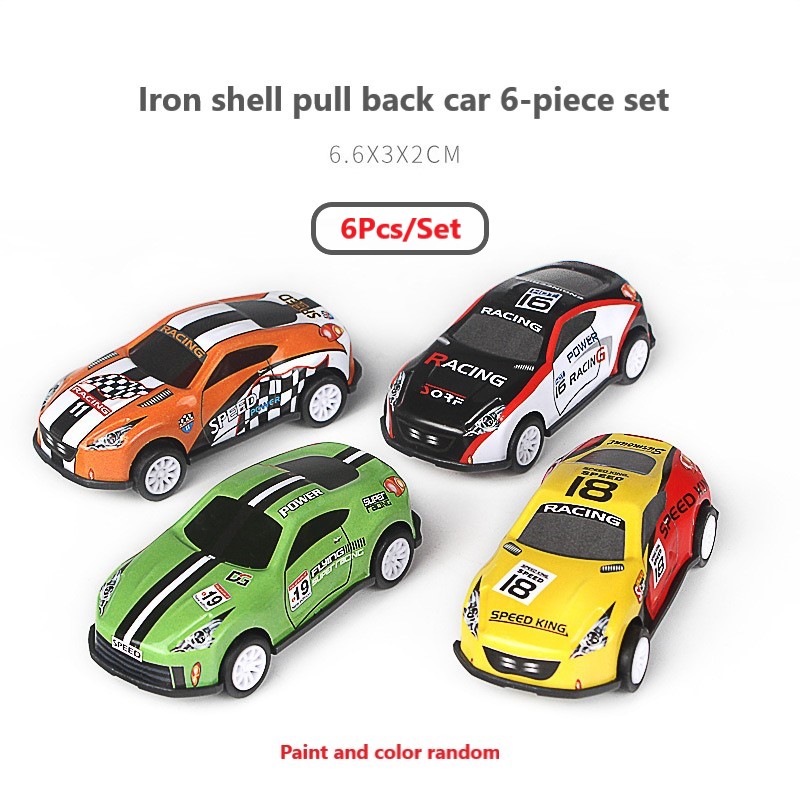 6Pcs Set Toy Racing Car Alloy Iron Shell Taxi Model Inertia Sliding Rail Car Mini Small Gift Toys for Children Boys alx