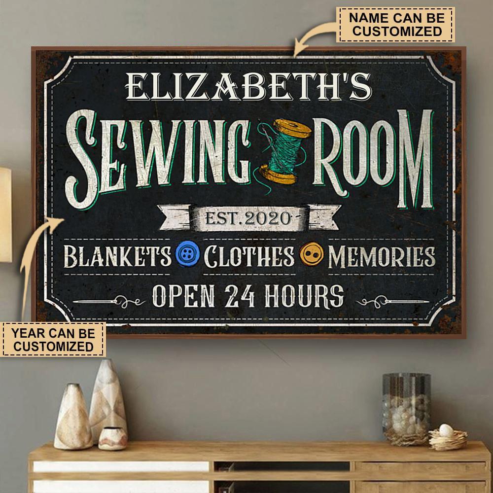 Aeticon Gifts Personalized Sewing Room Open Hours Canvas Mom Dad Gift Home Decor