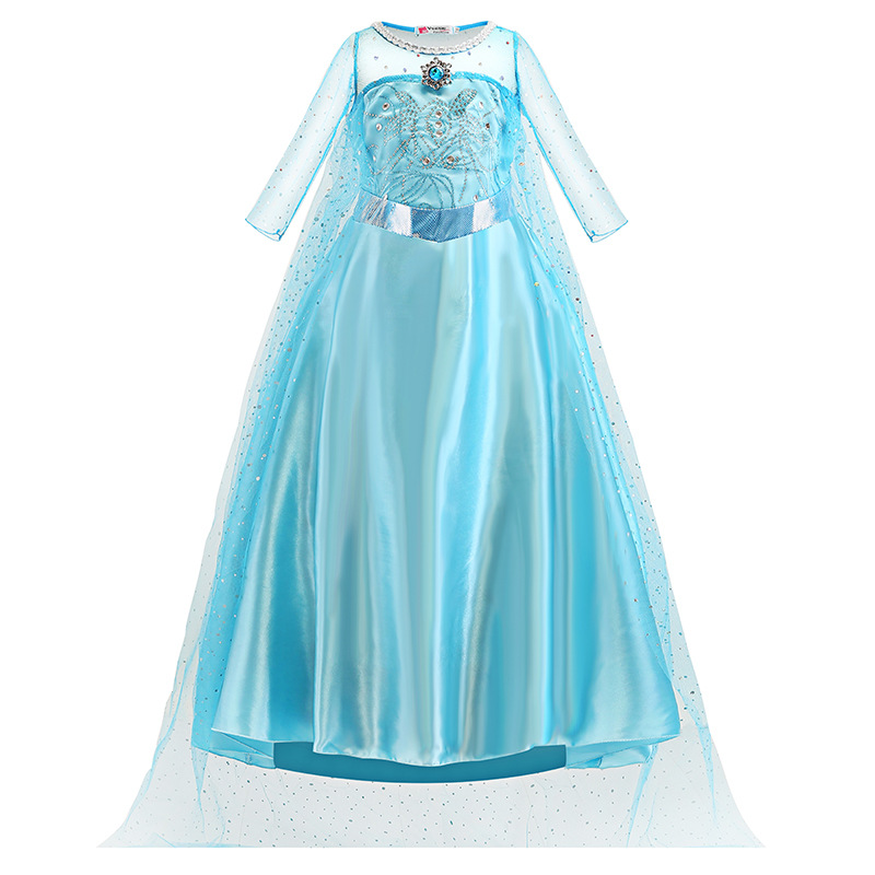 2021 Elsa Dress For Girls Halloween Christmas Party Vestidos Cosplay Clothing Anna Snow Queen Princess Dresses Up Kids Costume alx