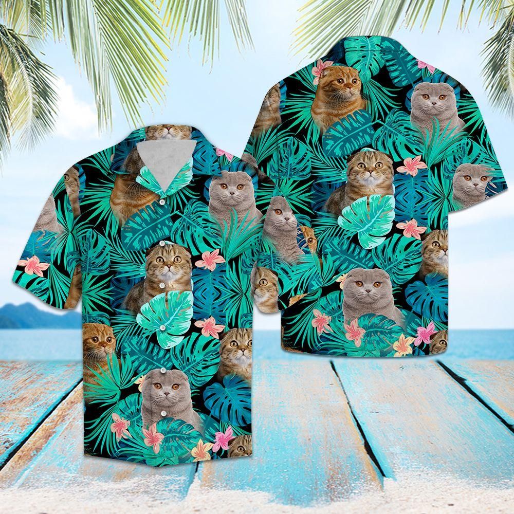 Tropical Scottish Fold Aloha Hawaiian Shirt Colorful Short Sleeve Summer Beach Casual Shirt For Men And Women