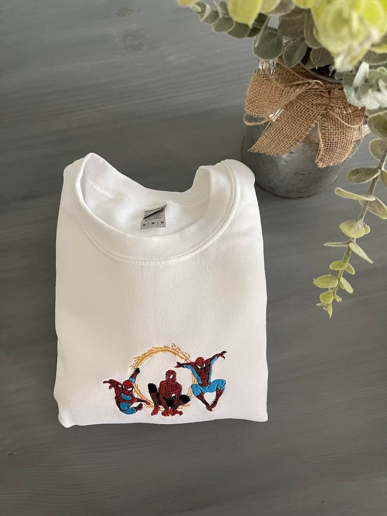 Spiderman Embroidered Sweatshirt Embroidered T-Shirt Sweatshirt Hoodie