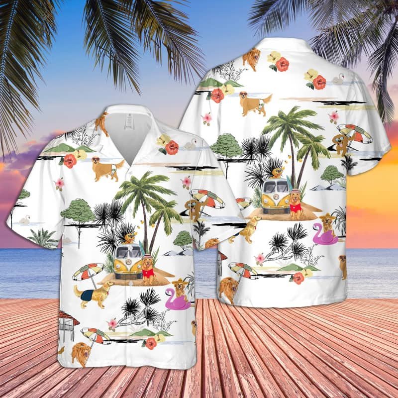 Felacia Unisex Golden Retriever Beach Hawaii Shirt Ha21545