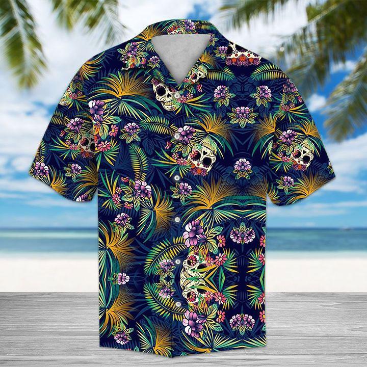 Tropical Blue Skull Hawaiian Shirt Ha45088