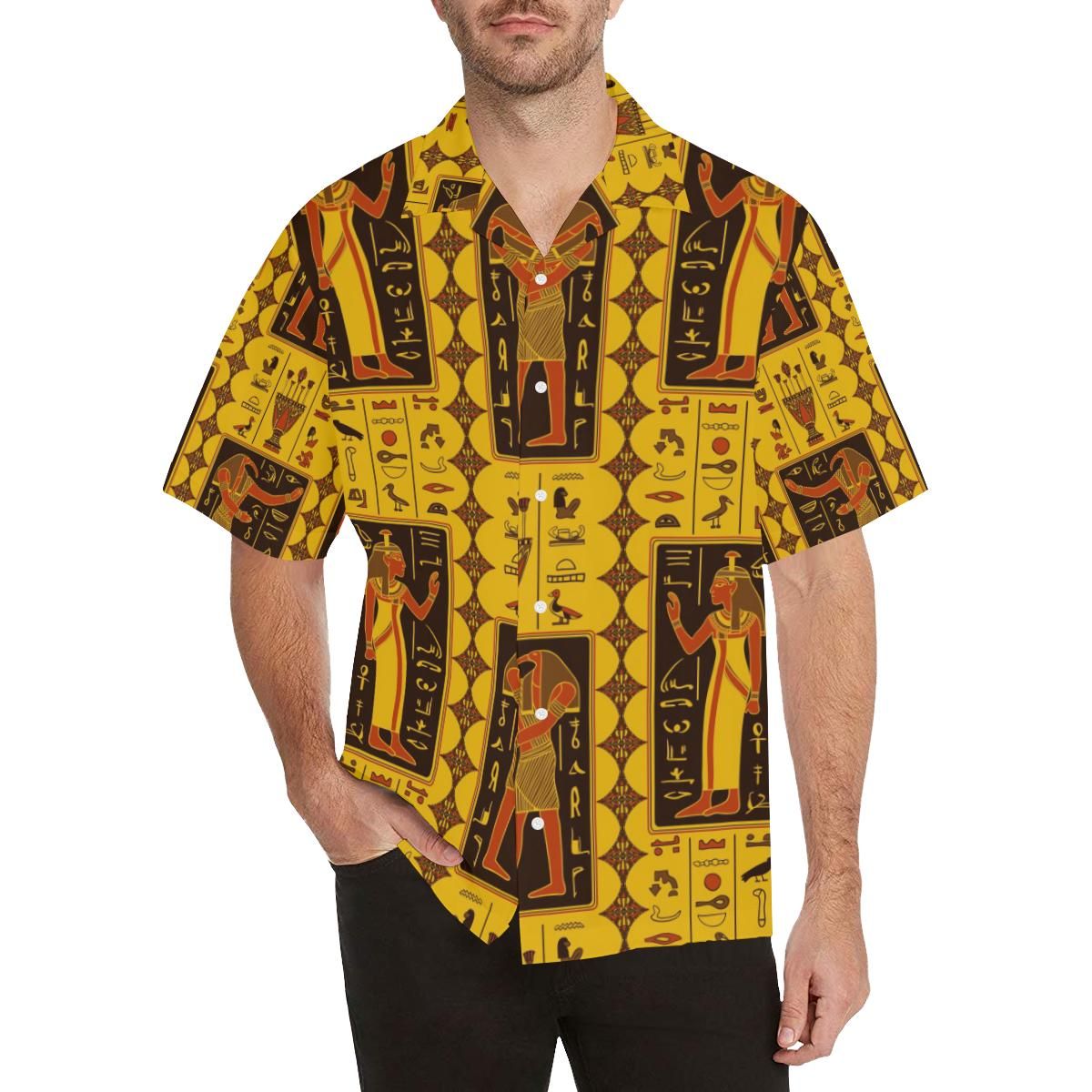 Egypt Hieroglyphics Pattern Print Design 01 All Over Hawaii Shirt Ha104449