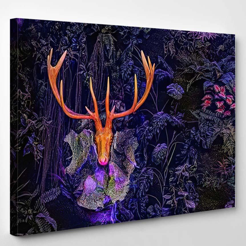 Amazing Modern Decor Futuristic Statue Deer – Deer Animals Canvas Print