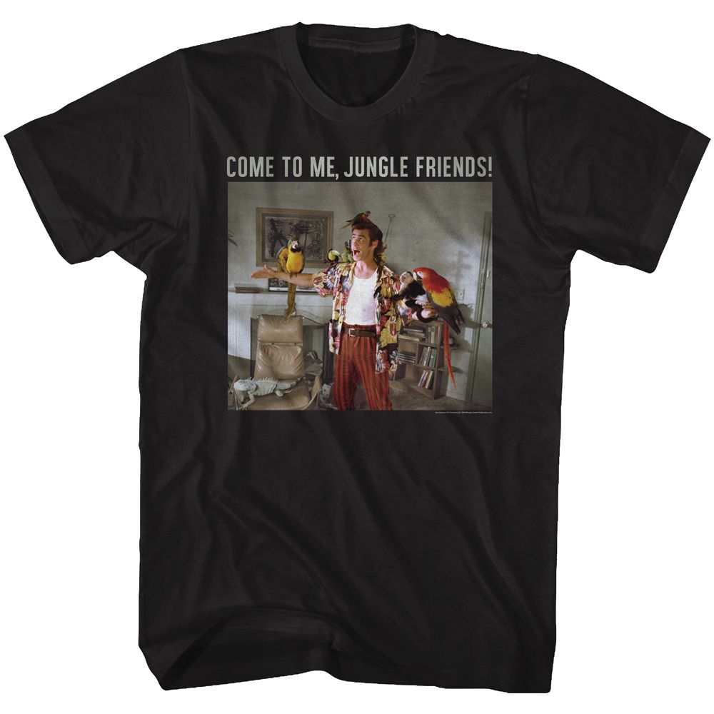 Ace Ventura-Animal Friends-Black Adult S/S Tshirt