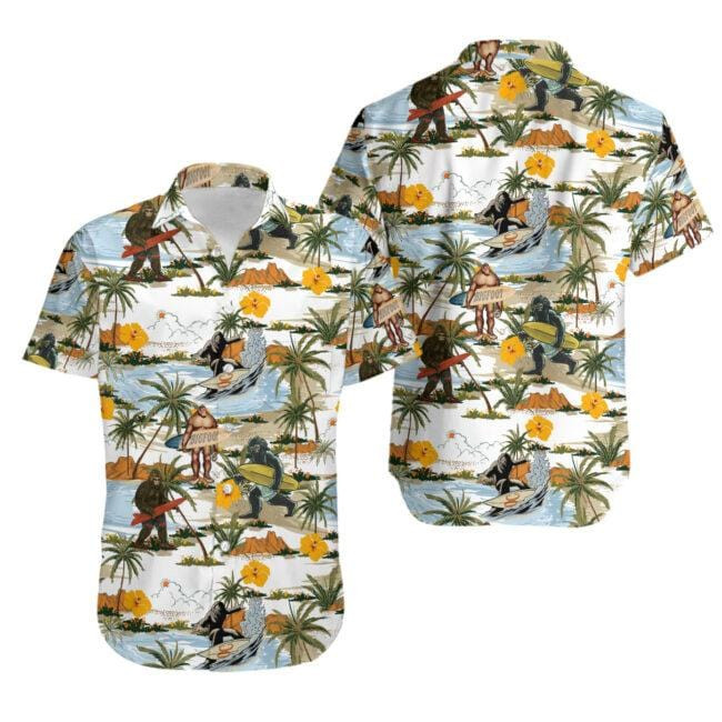 Yellow Hibicus Bigfoot Summer Style Hawaii Aloha Shirts Dh Ha93225