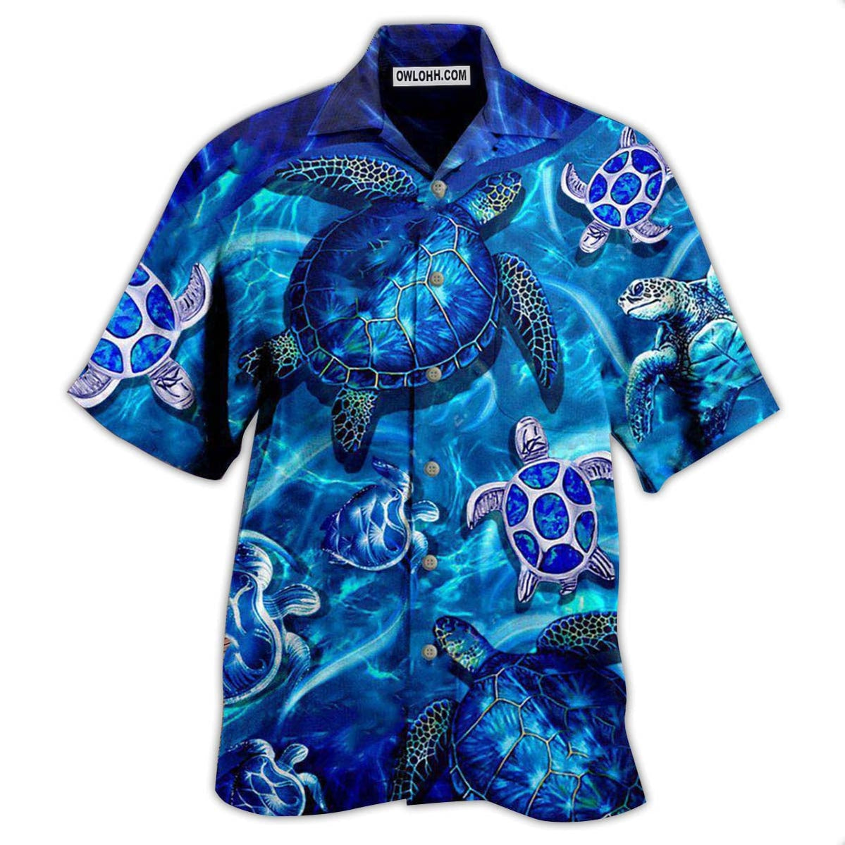 Turtle Go With The Flow In Ocean – Hawaiian Shirt  – Owl Ohh